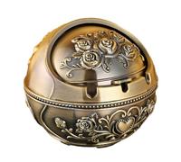 Paaruter Cenicero Vintage Resistente Al Viento con Tapa - Cenicero de Metal Retro para Uso en Interiores y Exteriores, B