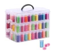 Paaruter Contenedor para Guardar Pinturas de Diamantes, Organizador Apilable de Cuentas de 3 Niveles con Asa, Caja para Guardar Manualidades.