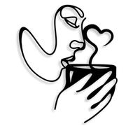 Paaruter Decoración de Arte de Pared de Café de Metal, Mujeres Minimalistas Arte de Pared con Forma de Café, Esculturas de Café de Dibujo Lineal Abstracto Moderno