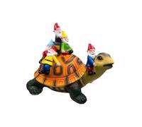 Paaruter Estatuilla de Tortuga Artesanal de Resina de Tortuga de Jardín Estatua de Tortuga Decoración Al Aire Libre Enano Sentado en Tortuga