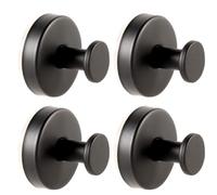 Paaruter Gancho para Ropa con Ventosa de Acero Inoxidable, Gancho para Toallas de Baño y Cocina, Sin Perforaciones, con Ventosa Sin Costuras, Color Negro