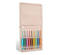 Paaruter Ganchos ergonómicos de aluminio para crochet, 9 agujas pulidas a mano de 3,5 mm a 8 mm, diseño aerodinámico