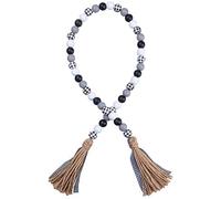 Paaruter Guirnalda de Cuentas de Madera de Granja, RúStica, Negra, Gris y una Cuadros, Guirnalda de Cuentas de Madera con Cuerda de Yute, Cinta una Cuadros de