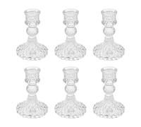Paaruter Juego de 6 Candelabros de Cristal, Candelabros Cónicos de Diamante Transparente para Centros de Mesa, Decoraciones del Hogar