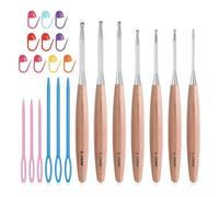 Paaruter Juego de Agujas de Crochet de Madera con Ergonómico de 3,0 mm A 6,0 mm con Marcador de Aguja para Tejer A Mano