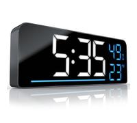 Paaruter LED Despertador Digital - LED Pantalla Grande 24 cm Pantalla A Color-Pantalla de Temperatura Temporizador de Humedad Sensor de Brillo