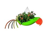 Paaruter Maceta de Metal Exquisita Forma de Pájaro Maceta de Loro Colorida Maceta Colgante Maceta Decorativa de Jardín,L,B