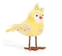 Paaruter MuñEcos de PáJaros de Peluche de Pascua, Adornos NavideñOs de Estatuilla de PáJaro de Pie con Pata Larga, Bufanda Estampada y Lazo para Mesa, Amarillo
