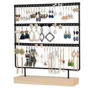 Paaruter Negro 3 72 Agujeros Estante de Almacenamiento de Pendientes Soporte para PresentacióN de JoyeríA Pendientes Collares Anillos Soporte de JoyeríA