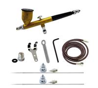 Paasche Airbrush C-TG1-GB - Aerógrafo de alimentación por gravedad de doble acción. Incluye tres tamaños de cabeza. Con color dorado y negro personalizado. (aerógrafo fabricado en los Estados Unidos)