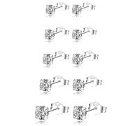 PABBEU 10 pares de pendientes de plata 925 para mujer, hipoalergénicos, de plata de ley 5A +, con circonitas pequeñas, de plata de ley 925, Plata de ley