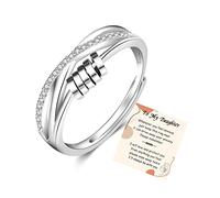 PABBEU Anillo de ansiedad para mujer, de plata de ley 925, con circonita cúbica, ajustable, anillo giratorio para la ansiedad para mujer, ajustable, Mental, Circonita cúbica