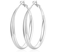 PABBEU S925 SterlingSilver Hoop Earrings Hypoallergenic Silver Hoop Earrings for Women Lightweight Large Sterling Silver Hoops Earring 30/50/70mm
