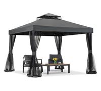 Pabellón de jardín antracita con mosquitera Valencia 3x3 m Garden Point