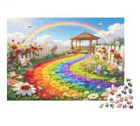 Pabellón de Jardín Camino Arcoíris Puzzle de 1000 Piezas Papel para Adultos Paisaje Floral Colorido Relajación Enfoque Familiar Decoración Regalo 38x26cm/1000pcs