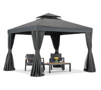 Pabellón de jardín con mosquitera y cortinas Valencia 3x3 antracita Garden Point