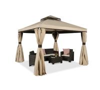 Pabellón de jardín con mosquitera y cortinas Valencia 3x3m crema Garden Point