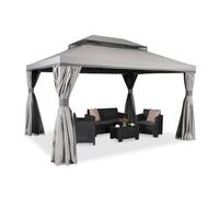 Pabellón de jardín con mosquitera y cortinas Valencia 3x4 m gris Garden Point