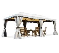 Pabellón de jardín con mosquitera y cortinas Valencia 3x6 m crema Garden Point