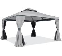 Pabellón de jardín con mosquitera y cortinas Valencia 4 x 4 m gris Garden Point