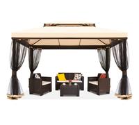 Pabellón de jardín crema con mosquitera Valencia 3x4 m Garden Point