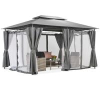Pabellón de jardín Ibiza 3x4m antracita con mosquitera Garden Point