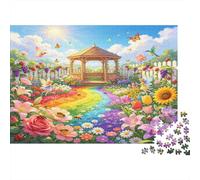Pabellón de Jardín Puzzle de 1000 Piezas Papel Juego de Puzzle 1000 Piezas Camino Arcoíris Relajación Regalo Hogar 52x38cm/1000pcs