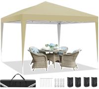 Pabellón emergente de 3x3m, tienda de cerveza impermeable, dosel plegable sin pared lateral, 3 altura ajustable, tienda de fiesta para jardín, playa, marcas White 3x3m
