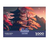 Pabellón Histórico Oriental Puzzle de 1000 Piezas Papel Puzzle para Adultos Paisaje al Atardecer Relajación Decoración Hogareña Regalo Familiar 52x38cm/1000pcs