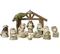 PABEN Juego de Belén para niños completo con cabaña de resina color habana