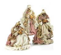 PABEN Tres Reyes Magos para Belén Natividad de tela y resina, altura máxima 26,5 cm