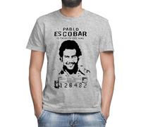 Pablo Escobar El Patron Narcos Prison Edition Camiseta Gris Clásica de Hombre con Cuello Redondo y Manga Corta Large