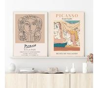 Pablo Picasso carteles clásicos arte abstracto retratos impresiones museo exposición cartel lienzo pintura arte pared decoración del hogar 60x80cm-2 piezas sin marco