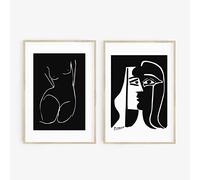 Pablo Picasso Kiss Print Picasso Pictures, Gallery Wall Art Canvas Poster Prints Negro Blanco Arte abstracto Pintura Decoración 72x95cmx2pcs Sin marco