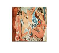 Pablo Picasso - Les Demoiselles D'Avignon - Póster de obra de pintor de Les Demoiselles d'Avignon para pared, lienzo de pergamino, cuadro de pintura para decoración del hogar, 50 x 50 cm