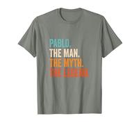 Pablo The Man The Myth The Legend Nombre Pablo Camiseta, Hombre, Verde Militar Jaspeado, L