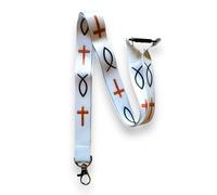 PAC Supplies Global Cordón religioso/soporte para insignias con cierre separable, blanco, One Size