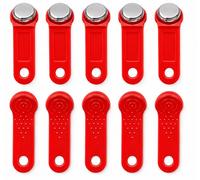 PAC Supplies Global Llavero POS Dallas iButton no magnético, paquete de 10, rojo