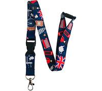 PAC Supplies Global London Calling - Cordón azul para el cuello con clip de hebilla desmontable y cierre de seguridad, azul, L