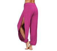 PACBREEZE Harem Pantalones de yoga para mujer, con abertura lateral, para baile, entrenamiento, hippie - Morado - X-Small
