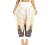 PACBREEZE Harem - Pantalones de yoga para mujer, suaves, sueltos, para bailar, pilates, entrenamiento, playa, pantalones - negro - Small