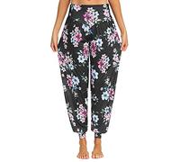 PACBREEZE Pantalones de yoga Harem para mujer, suaves, informales, sueltos, para baile, pilates, entrenamiento, para mujer - negro - Medium