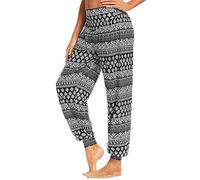 PACBREEZE Pantalones de yoga Harem para mujer, suaves, informales, sueltos, para baile, pilates, entrenamiento, para mujer - negro - Small