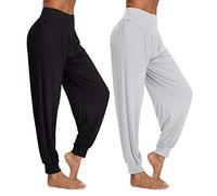 PACBREEZE Pantalones de yoga Harem para mujer, suaves, informales, sueltos, para baile, pilates, entrenamiento, para mujer - - Small