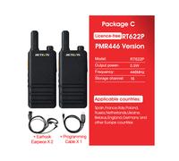 (Pacchetto C) Mini walkie talkie ultra sottile de 15 mm Retevis RT622P con ricarica tipo C, radio VOX,