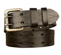 PACDE Cinturón Western de cuero con doble pasador y hebilla de aleación para hombre, cinturón de moda para vaqueros y pantalones casuales, for42"-43"waist size