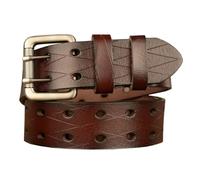 PACDE Cinturón Western de cuero con doble pasador y hebilla de aleación para hombre, cinturón de moda para vaqueros, pantalones casuales, for44"-45"waist size