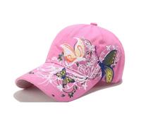 PACDE Gorra de béisbol bordada con diseño de mariposa para mujer, con lentejuelas, correa ajustable, de algodón, para mujer, gorra de béisbol para mujer, rosa, Talla única