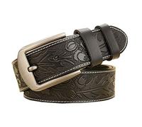 PACDE Western Retro Genine - Cinturón de piel de vaca para hombre, Ml4020black, 125 cm