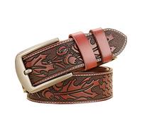 PACDE Western Retro Genine - Cinturón de piel de vaca para hombre, Ml4020red Brown, 110 cm